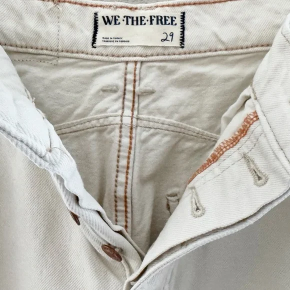 Free People Good Luck Barrel Jeans 29 Cream Milk Denim Curved Bow Leg Boho Chic - Picture 11 of 14